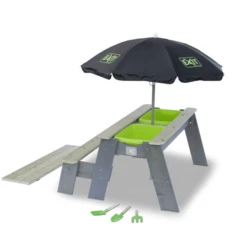 EXIT TOYS EXIT Aksent Zand-, Water- En Picknicktafel (1 Bankje) Met Parasol En Tuingereedschap